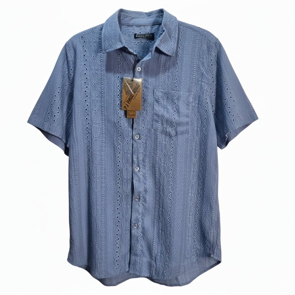 NWT | PJ Paul Jones Light Blue Textured Eyelet Button-Up Shirt | M